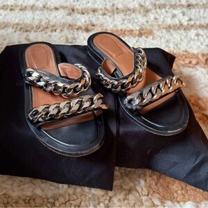 Givenchy double chain flat sandals size 37
